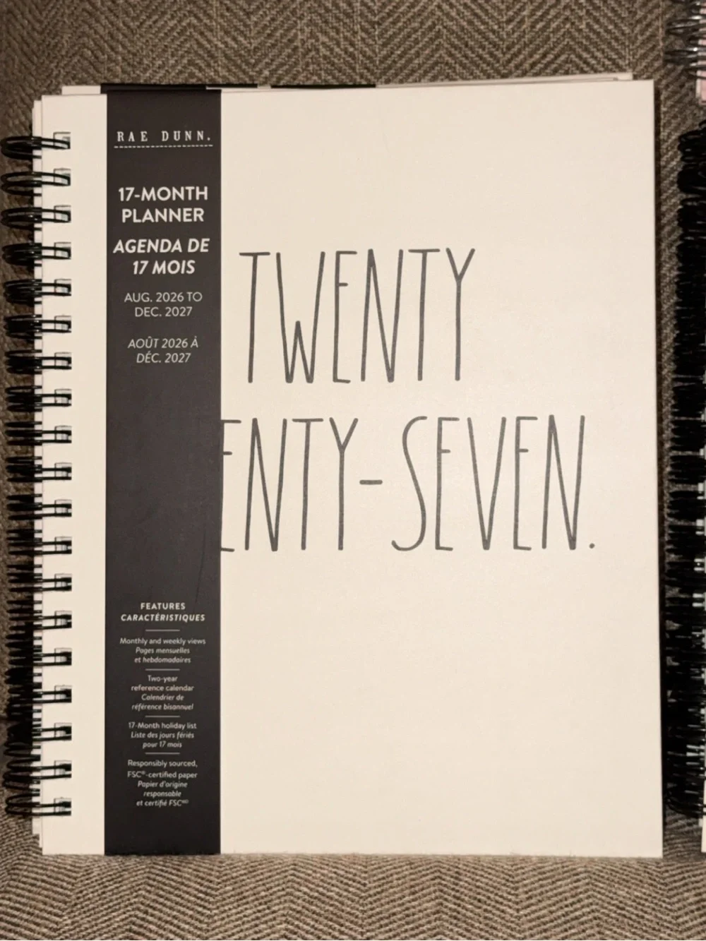 NWT Rae Dunn 2027 Hardback 17 Month Planner Calendar HTF Monthly Weekly Views